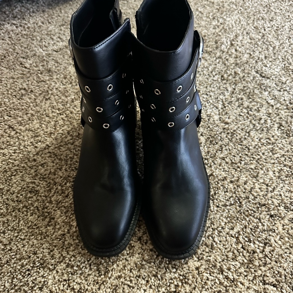 BCBGeneration Black Moto Boots with Silver Accents